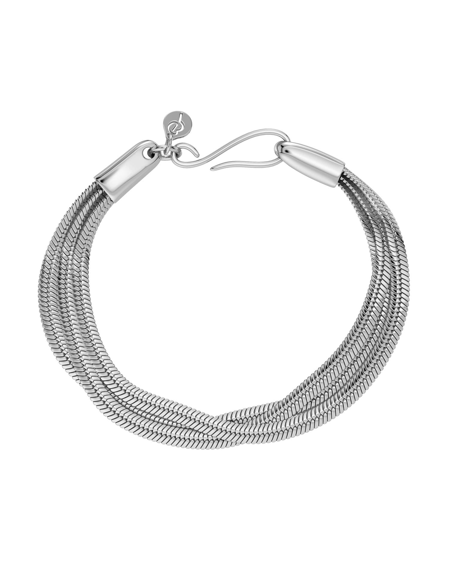 Herringbone triple bracelet steel L