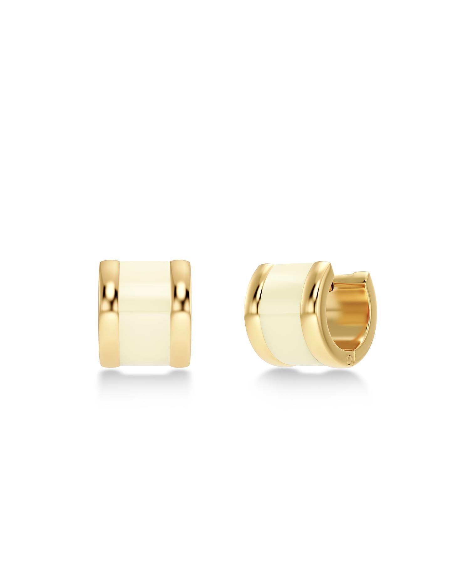 Frame enamel hoops offwhite gold