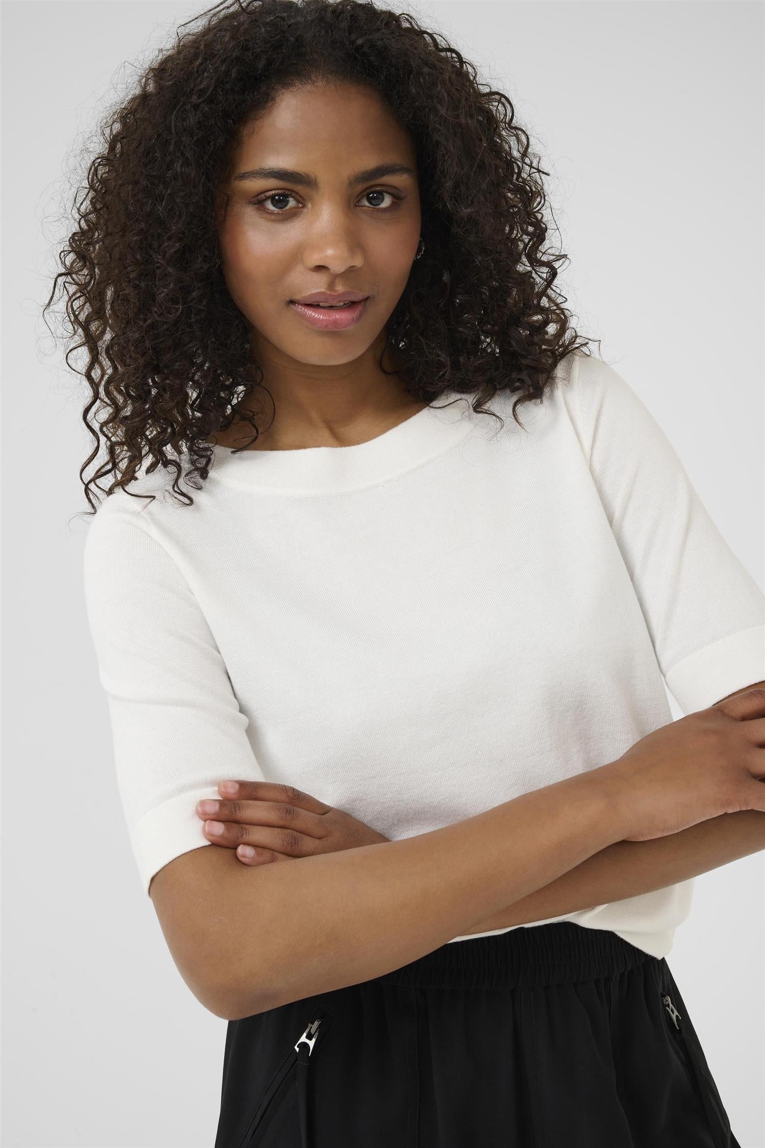 Lizza boatneck solid pullover