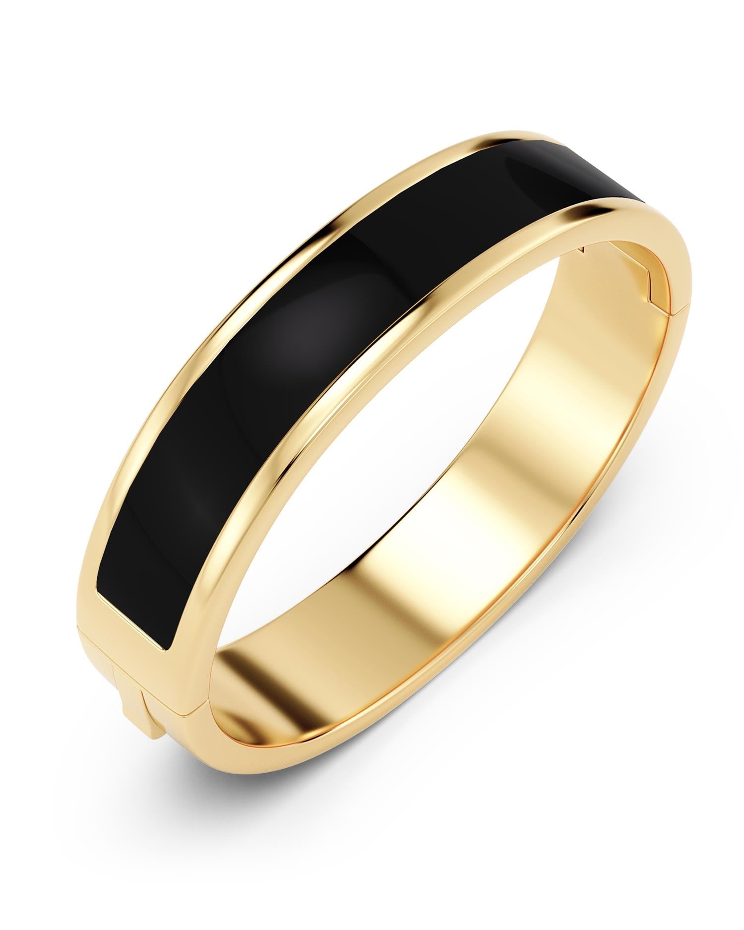 Frame enamel bangle black gold