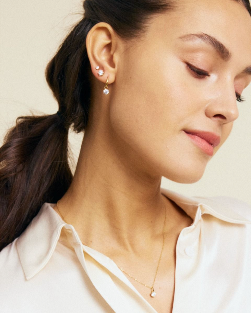 Crown studs L gold