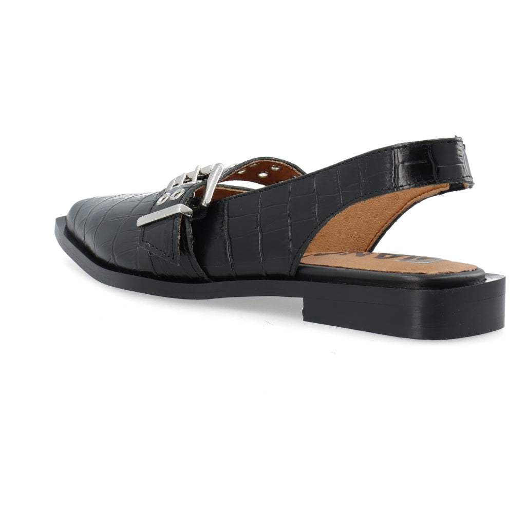 Victoria single buckle slingback croco