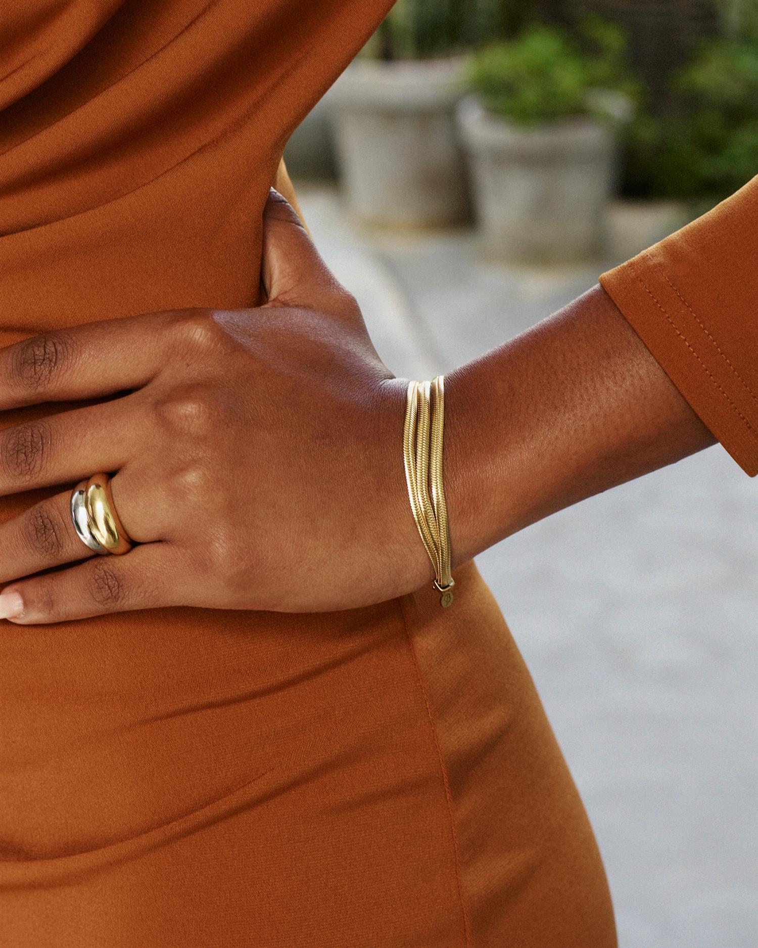 Herringbone triple bracelet gold S