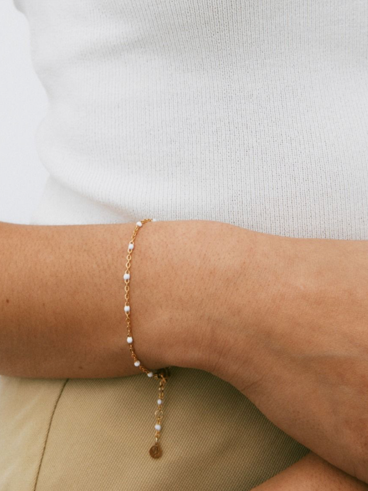 Perlina chain bracelet white gold