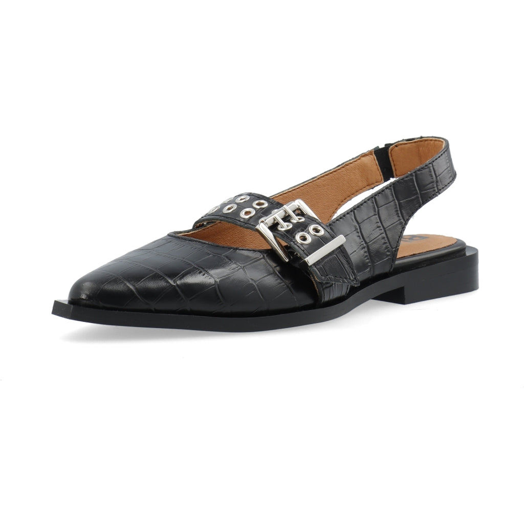 Victoria single buckle slingback croco