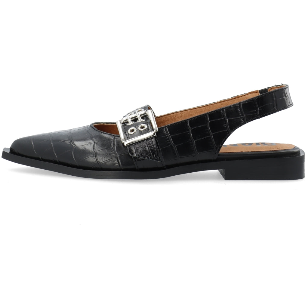 Victoria single buckle slingback croco