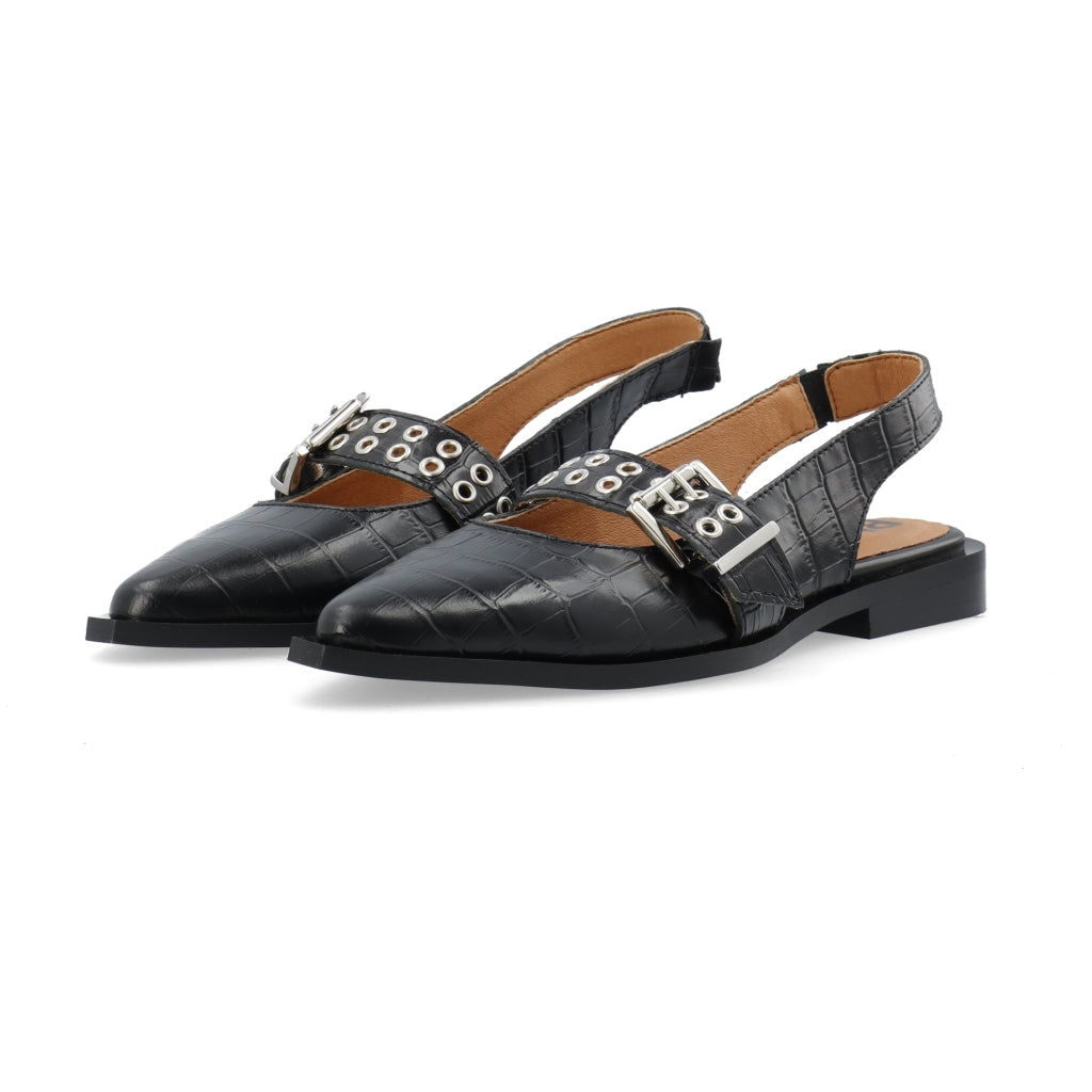 Victoria single buckle slingback croco