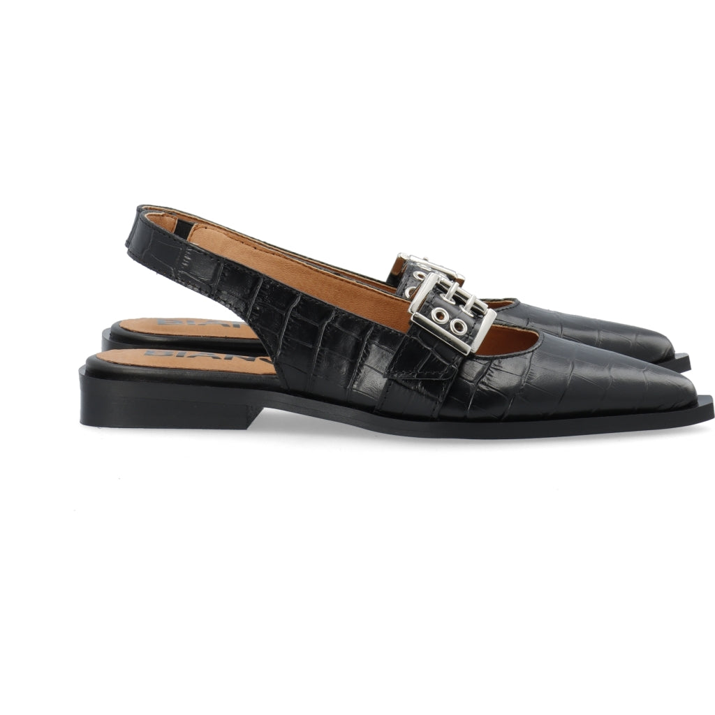 Victoria single buckle slingback croco
