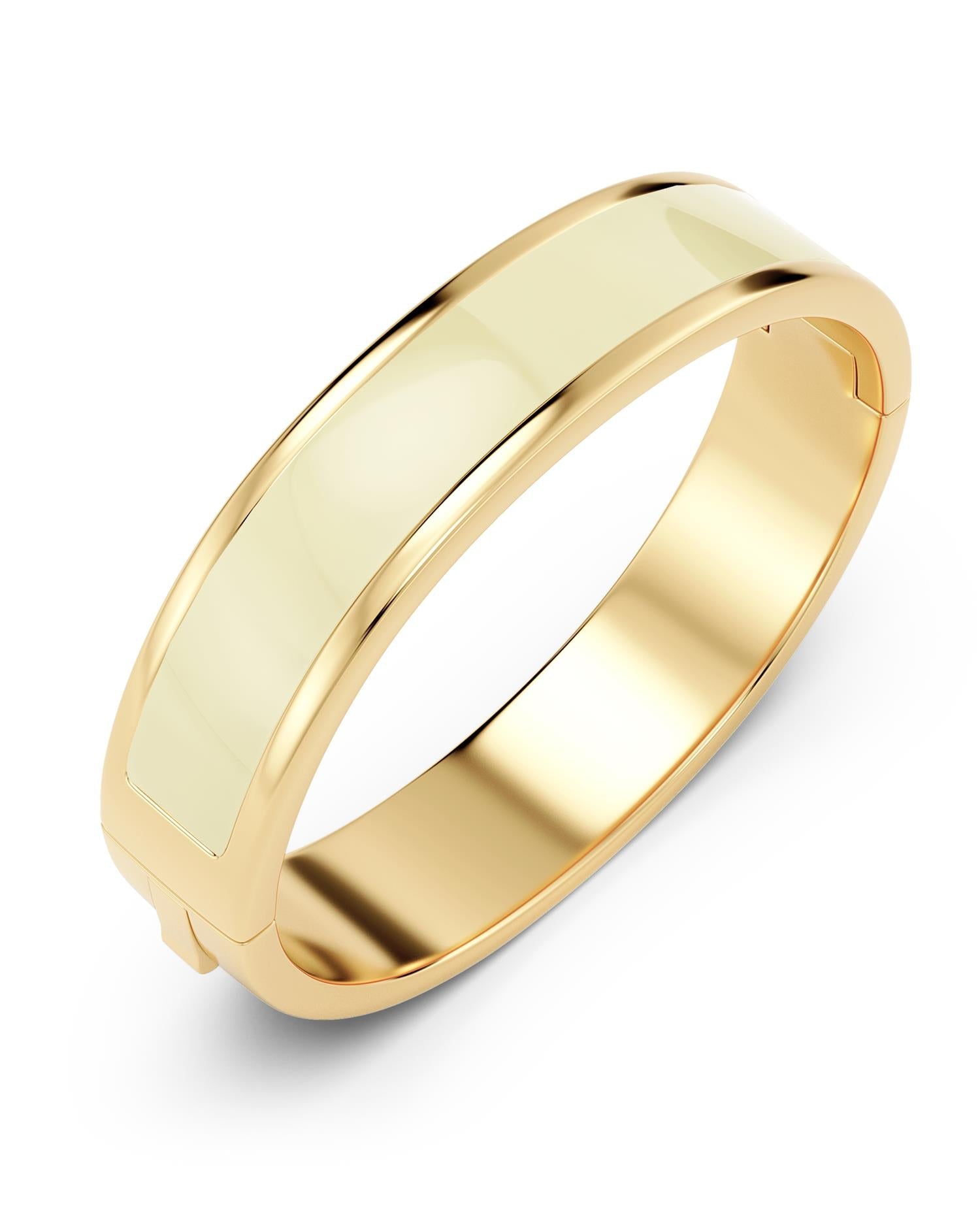 Frame enamel bangle offwhite gold