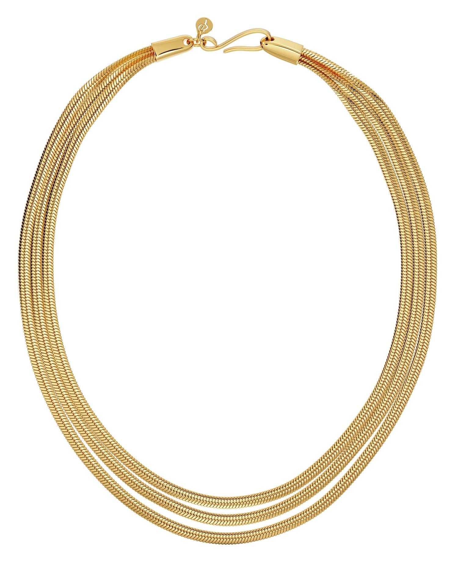 Herringbone triple necklace gold