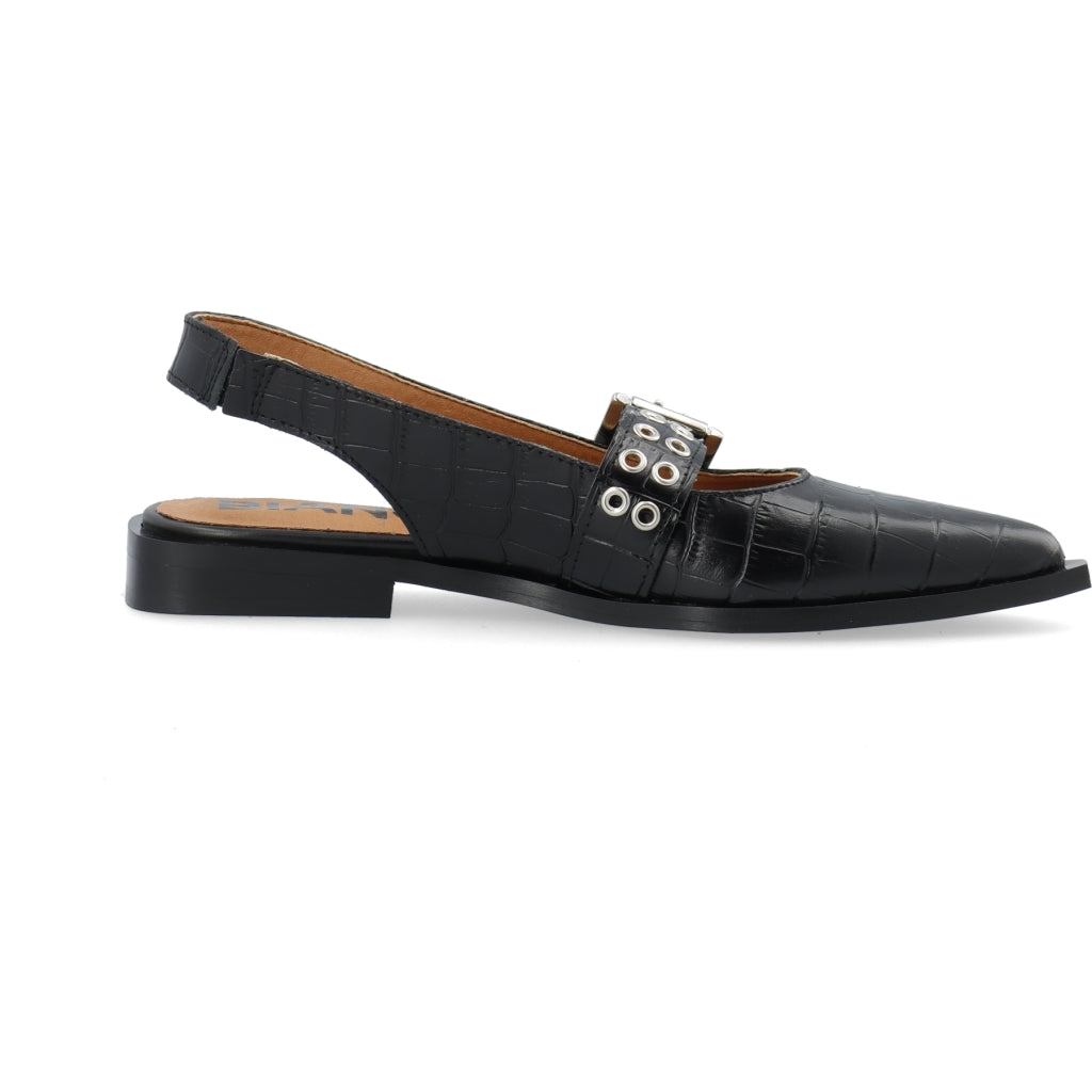 Victoria single buckle slingback croco